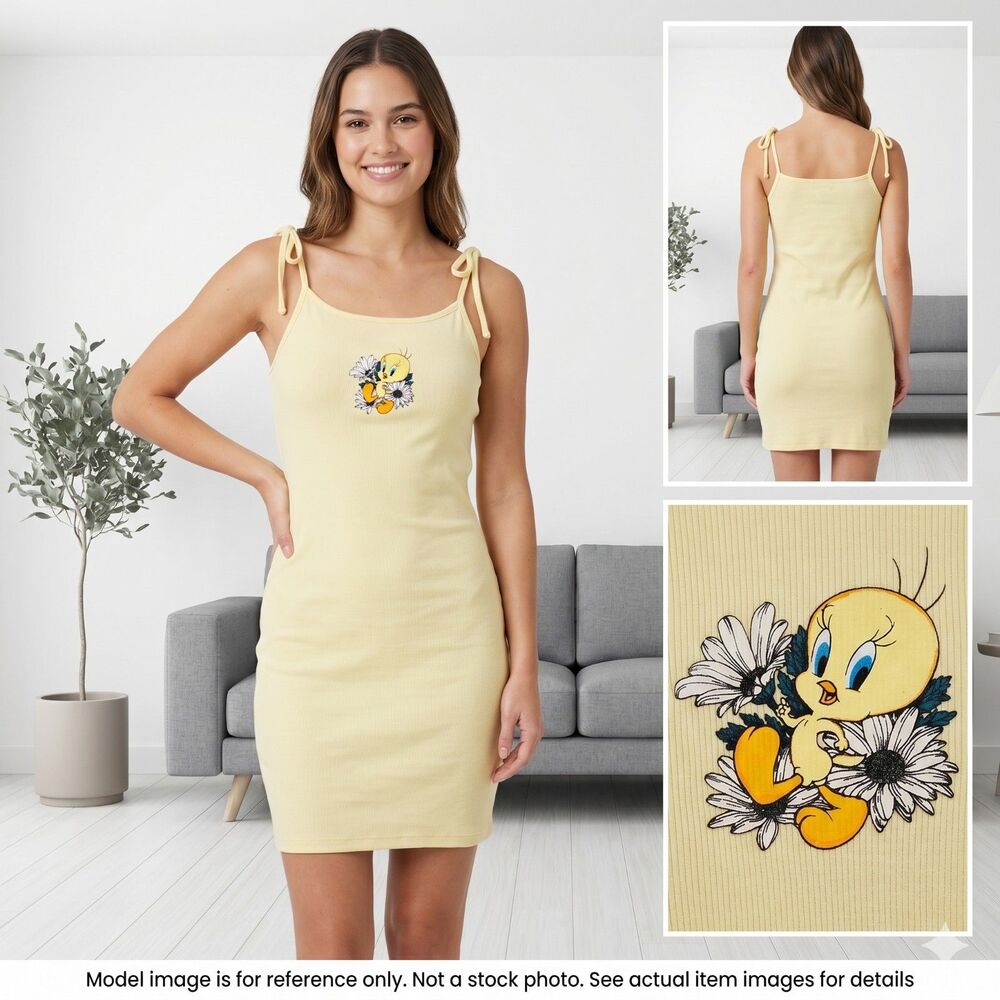 Looney Tunes Tweety Bird Daisy Bodycon Dress M